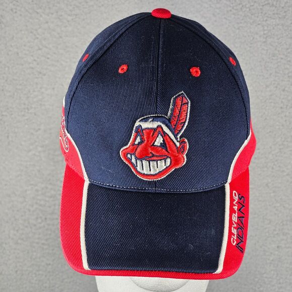 Vintage Cleveland Indians Hat Chief Wahoo Strapback Twins MLB Navy Red OSFA - Picture 2 of 9